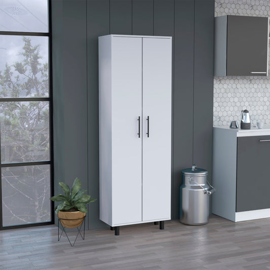 Multistorage Cabinet 71"H, Five Internal Shelves, Two Doors, White