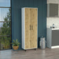 Multistorage Cabinet 71"H, Five Internal Shelves, Two Doors, White/Macadamia