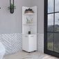 62H" Tall Corner Cabinet with 3-Tier Shelf and 2-Door, White