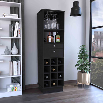 DEPOT E-SHOP Zircon Bar Cabinet Two Drawers, Black
