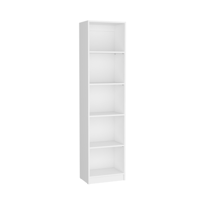 White Pine Bookshelf - Compact 5 Shelf Display Unit for Living Room