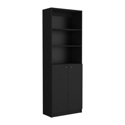 Black Modern Office Bookcase - 2 Door Storage Cabinet