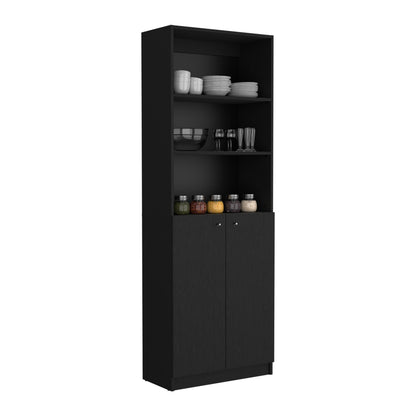 Black Modern Office Bookcase - 2 Door Storage Cabinet