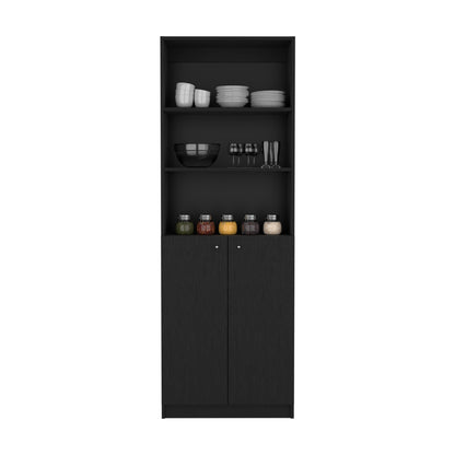 Black Modern Office Bookcase - 2 Door Storage Cabinet