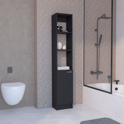 Linen Cabinet, 1 Door, 6 Shelves, Black