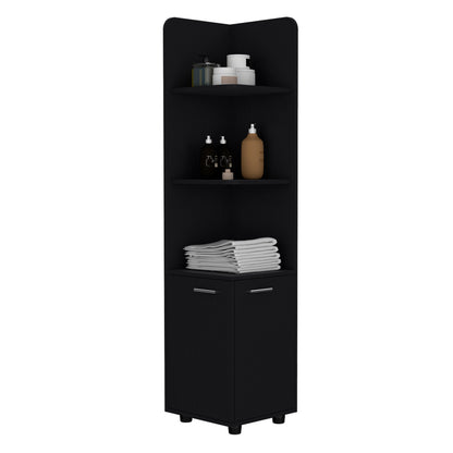 Corner Cabinet 62H" Tall - Black Storage Shelf
