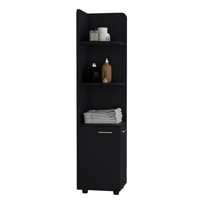Corner Cabinet 62H" Tall - Black Storage Shelf
