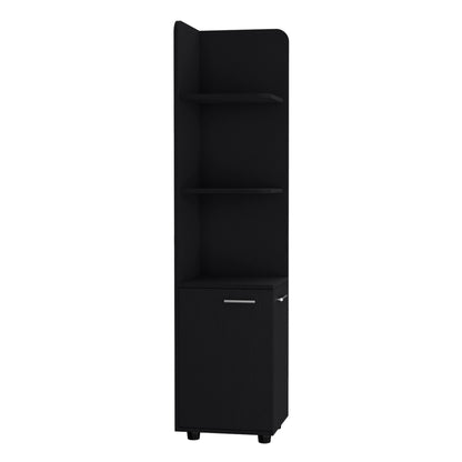 Corner Cabinet 62H" Tall - Black Storage Shelf
