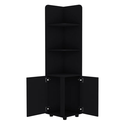 Corner Cabinet 62H" Tall - Black Storage Shelf