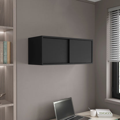 Wall Cabinet 13" H, 2 Sliding doors, 1 Shelf, Black