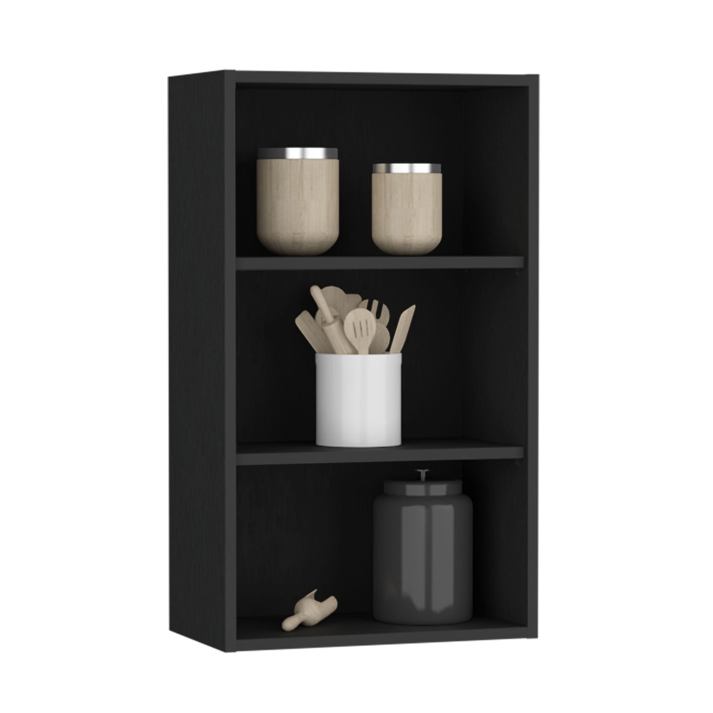 Black Kitchen Wall Cabinet - 36 Inch Storage for Living Room
