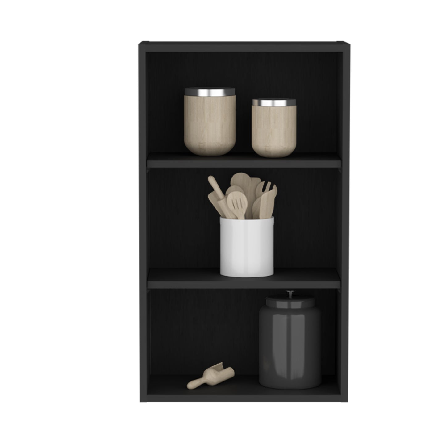 Black Kitchen Wall Cabinet - 36 Inch Storage for Living Room