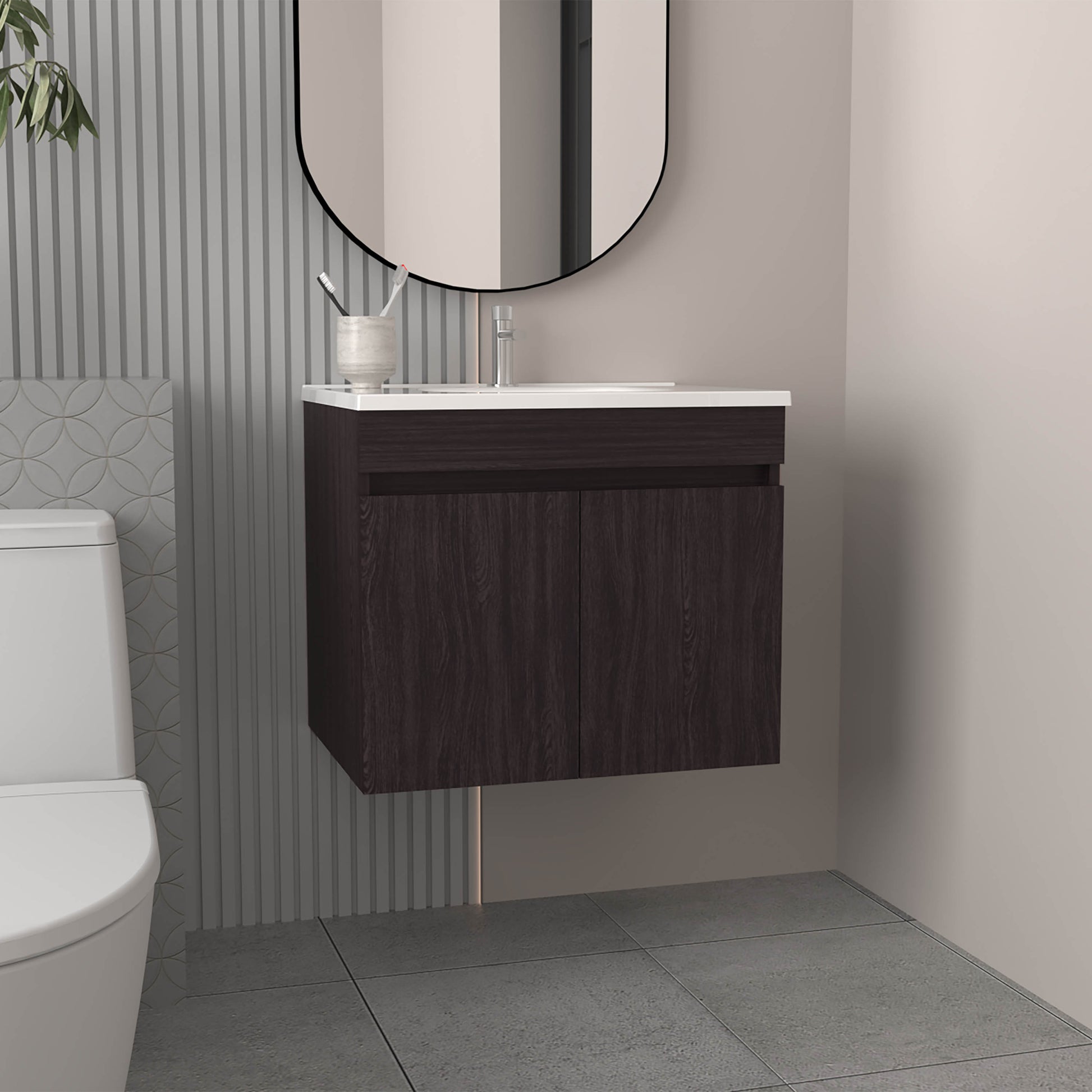 Bathroom Vanity with Sink, 2 Doors, 2 Shelves