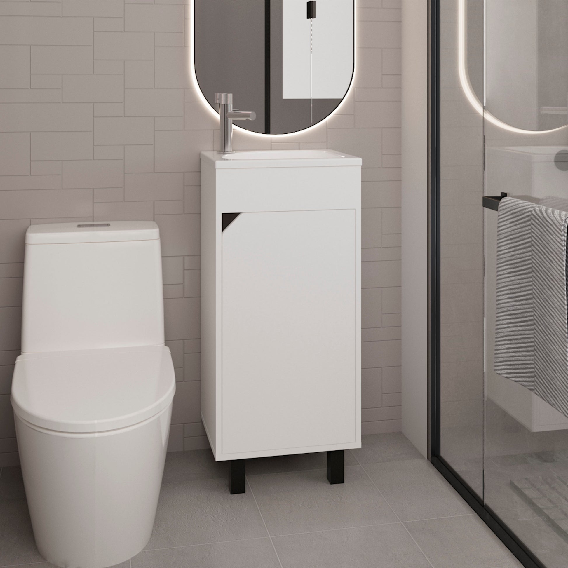 Bathroom Vanity with Sink, 1 Door, 4 Legs