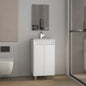 Bathroom Set, Cabinet with Sink + Mirror, 2 Doors, 4 Legs, 2 Shelves, 1 Mirror, White