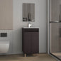 Bathroom Set, Cabinet with Sink + Mirror, 2 Doors, 4 Legs, 2 Shelves, 1 Mirror, Black Wengue