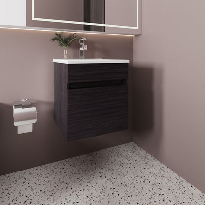Bathroom Vanity with Sink, 1 Door, Black Wengue