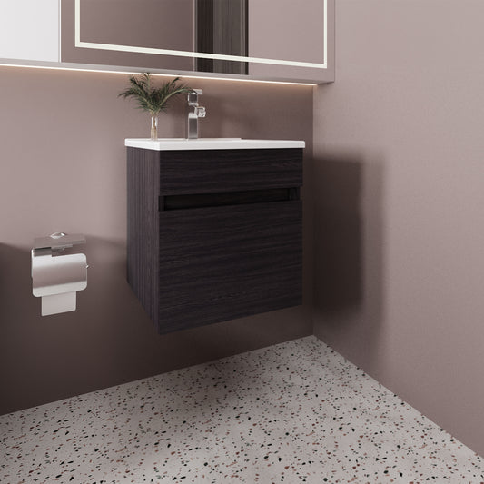 Bathroom Vanity with Sink, 1 Door, Black Wengue