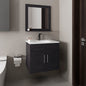 Bathroom Set, Vanity Sink + Mirror, 2 Doors, 1 Shelf, 1 Mirror, Black Wengue