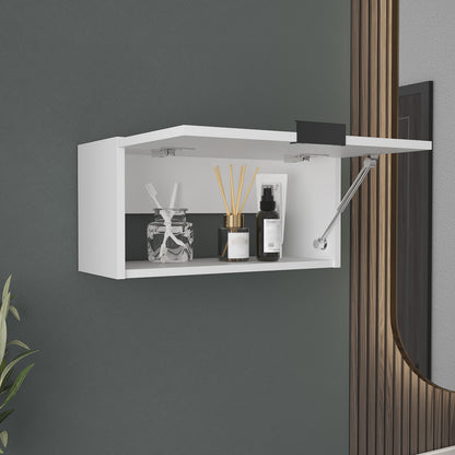 White Engineered Wood Wall Cabinet - 20" Wide for Living Room