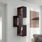 Wall Shelf, 3 Shelves, Black Wengue