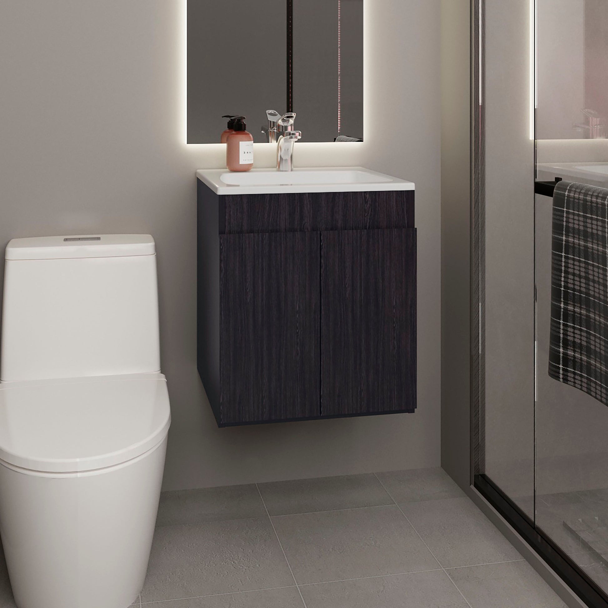 Bathroom Vanity 20.8" H, 2 Doors, Black Wengue - Bathroom