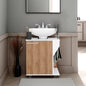 Under Sink Storage 24.4" H, 1 Door, 2 Shelves, 4 Legs, White / Natural Oak - Bathroom