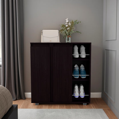 Flippin Shoe Rack 36" H, 2 Doors, 11 Shelves, Black Wengue - Bedroom