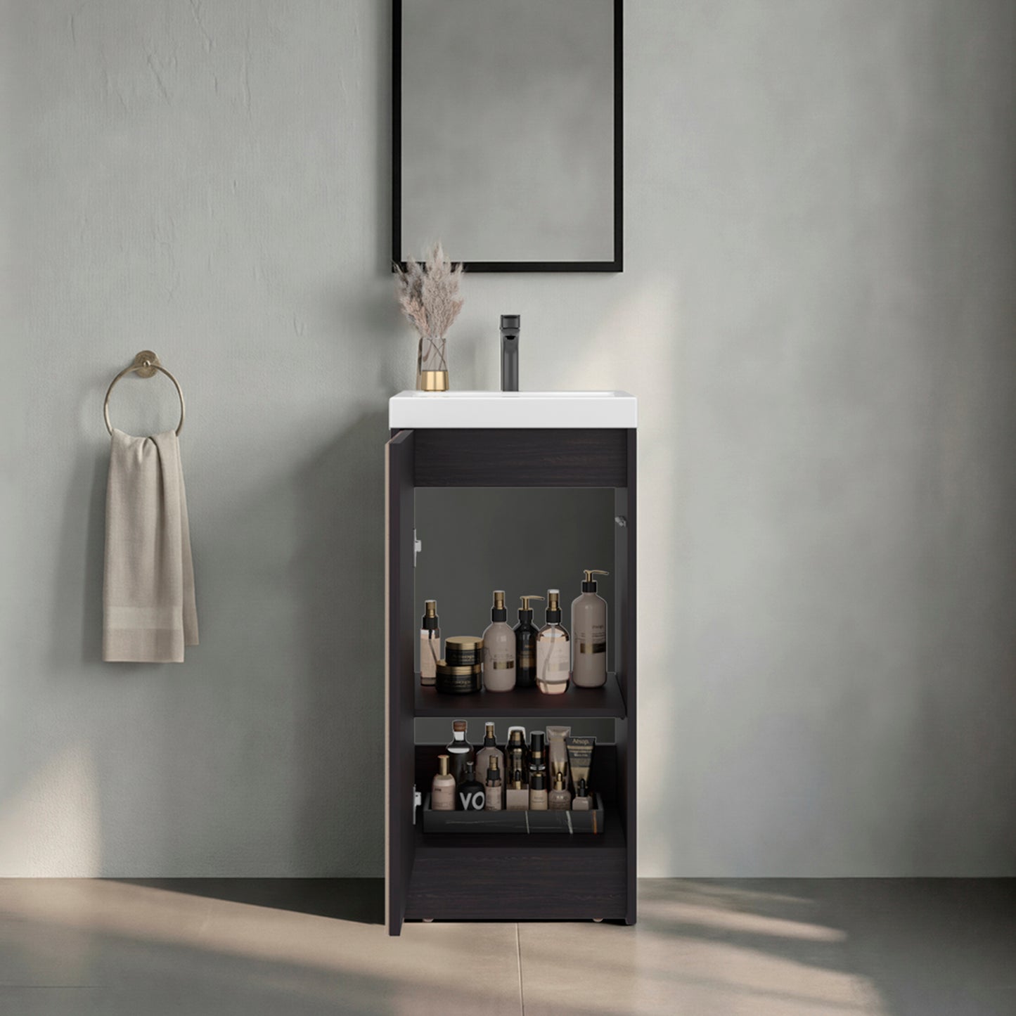 Black Bathroom Vanity - 32" Modern Storage
