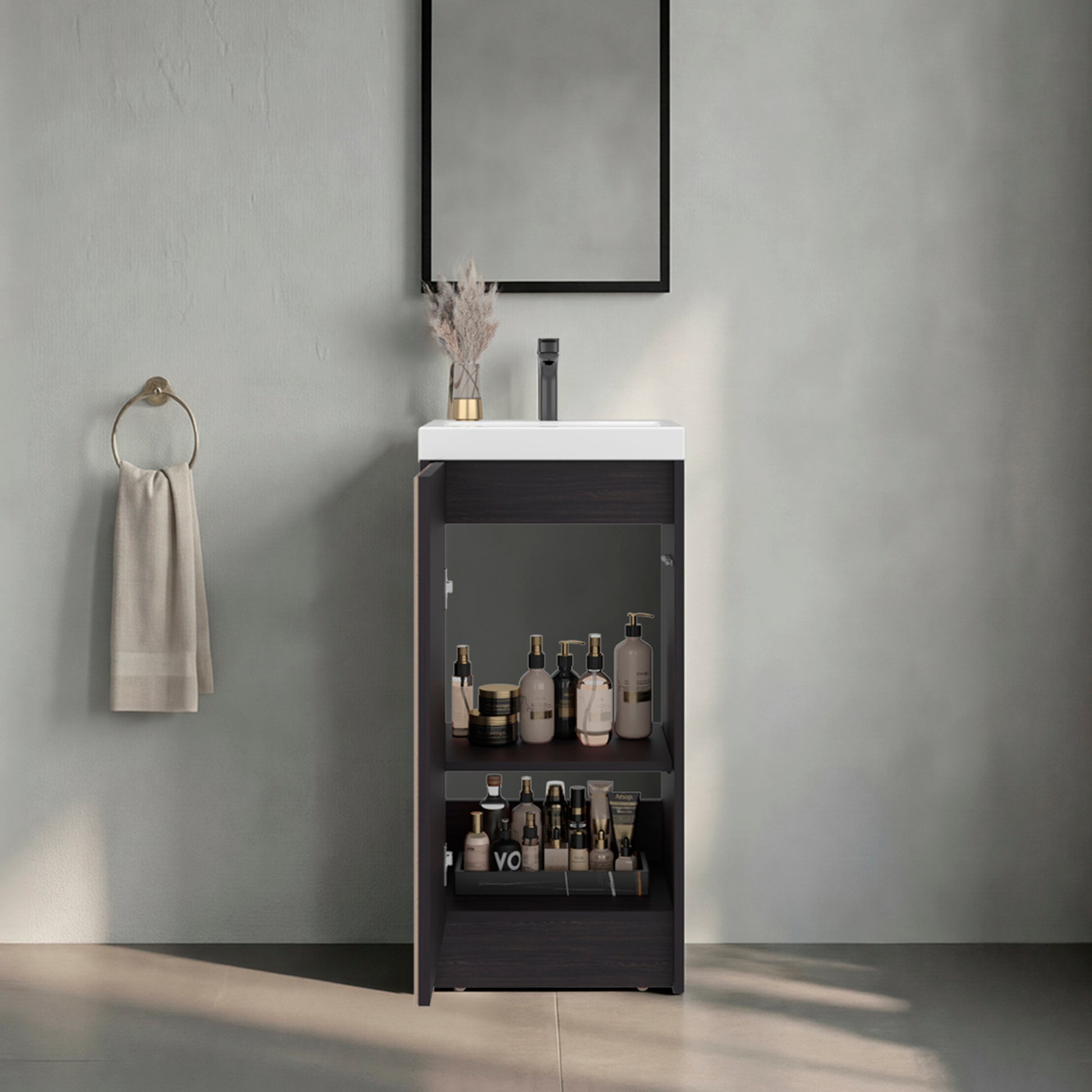 Black Bathroom Vanity - 32" Modern Storage