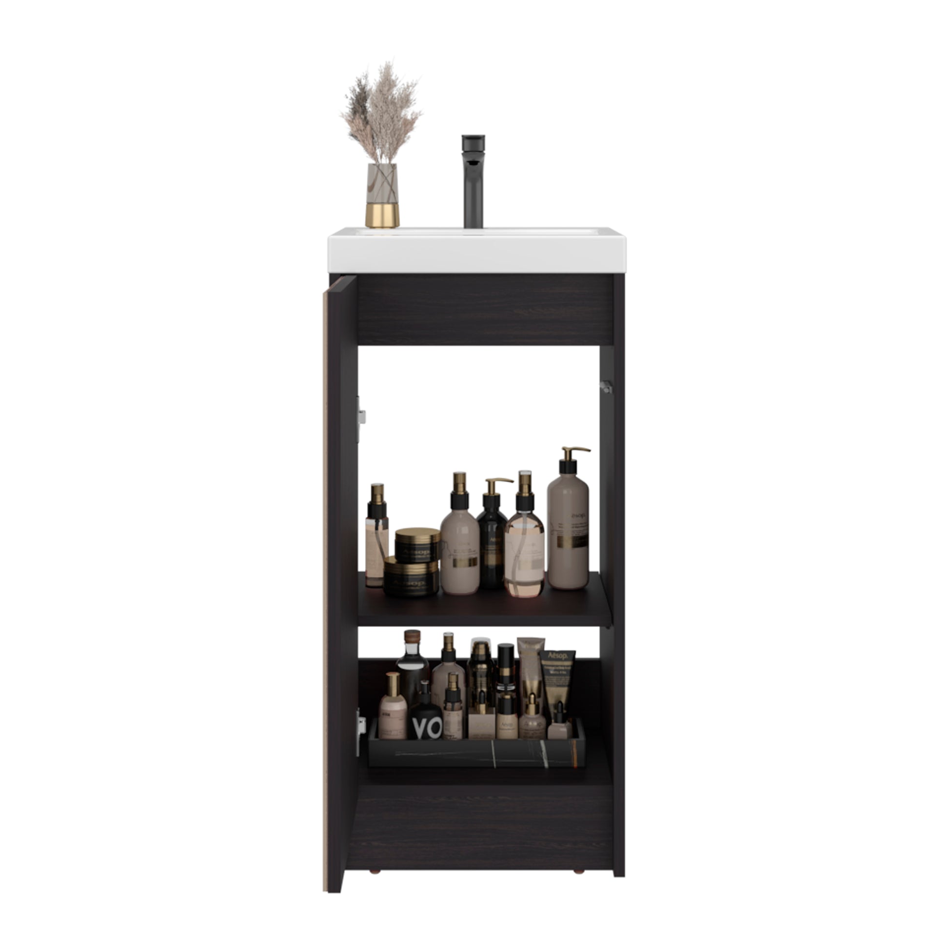 Black Bathroom Vanity - 32" Modern Storage