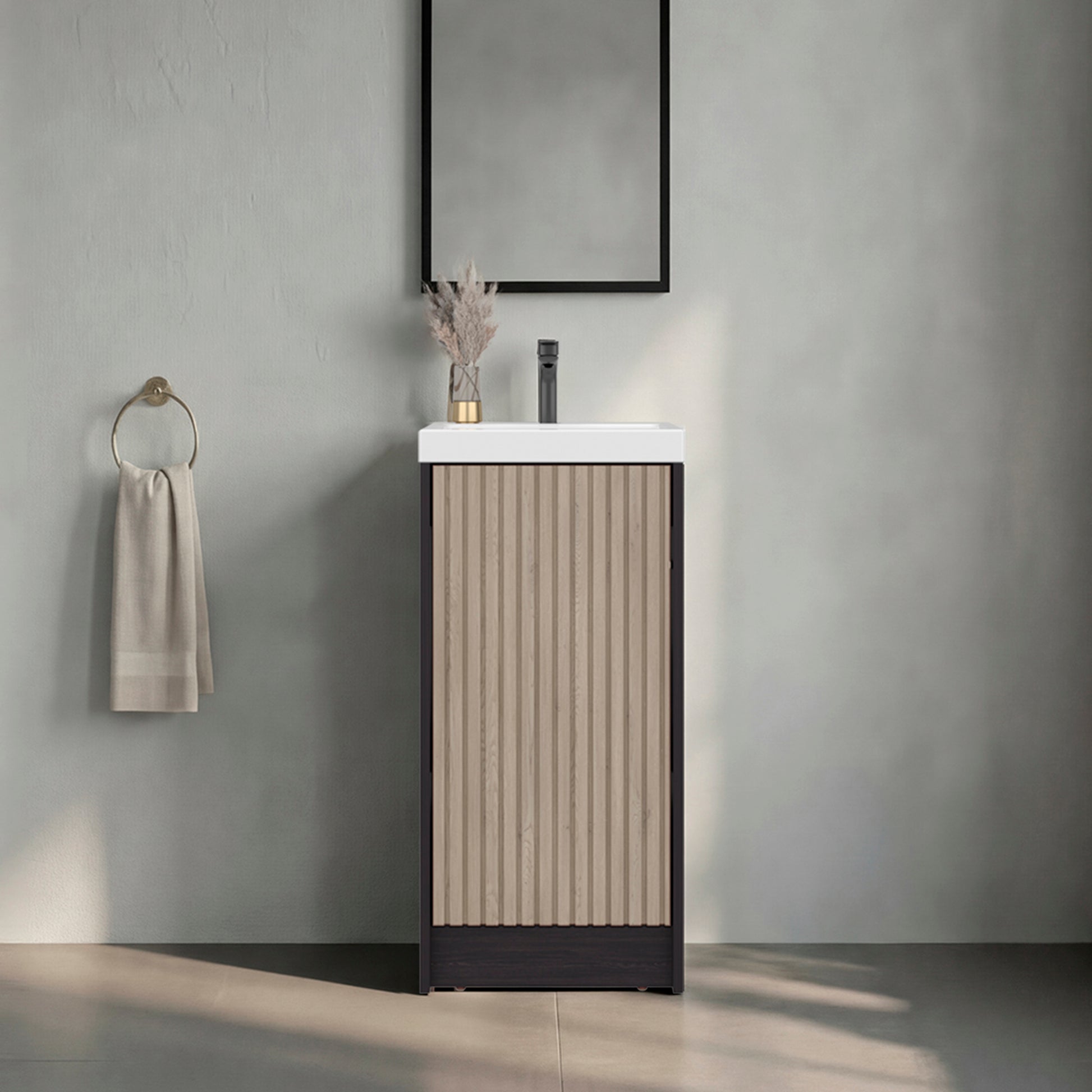 Cary Floor Bathroom 32" H, One Door and Two Interior Shelve, Black Wengue