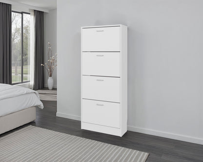 Kobuk 4 Door Shoe Rack, 4 Shelves, White