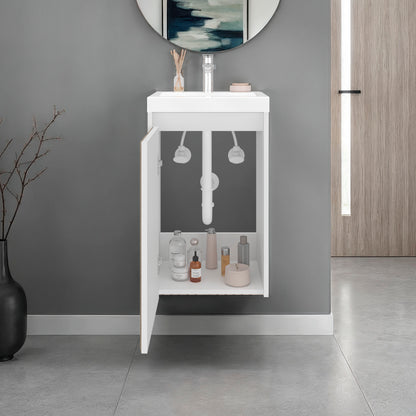 White Bathroom Vanity with Storage - 25.9" Modern Design