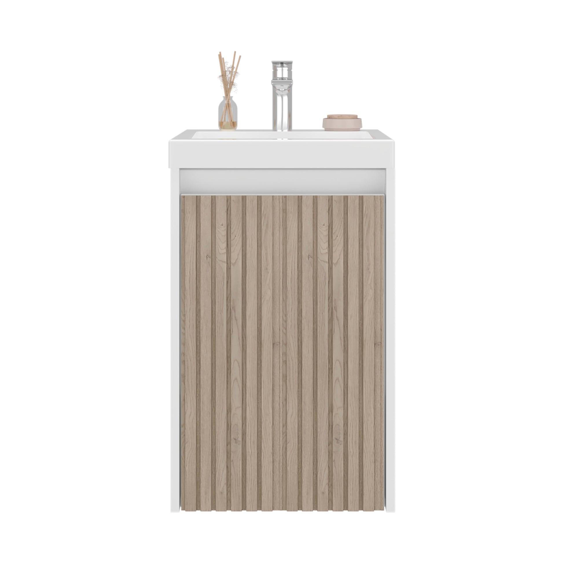 White Bathroom Vanity with Storage - 25.9" Modern Design