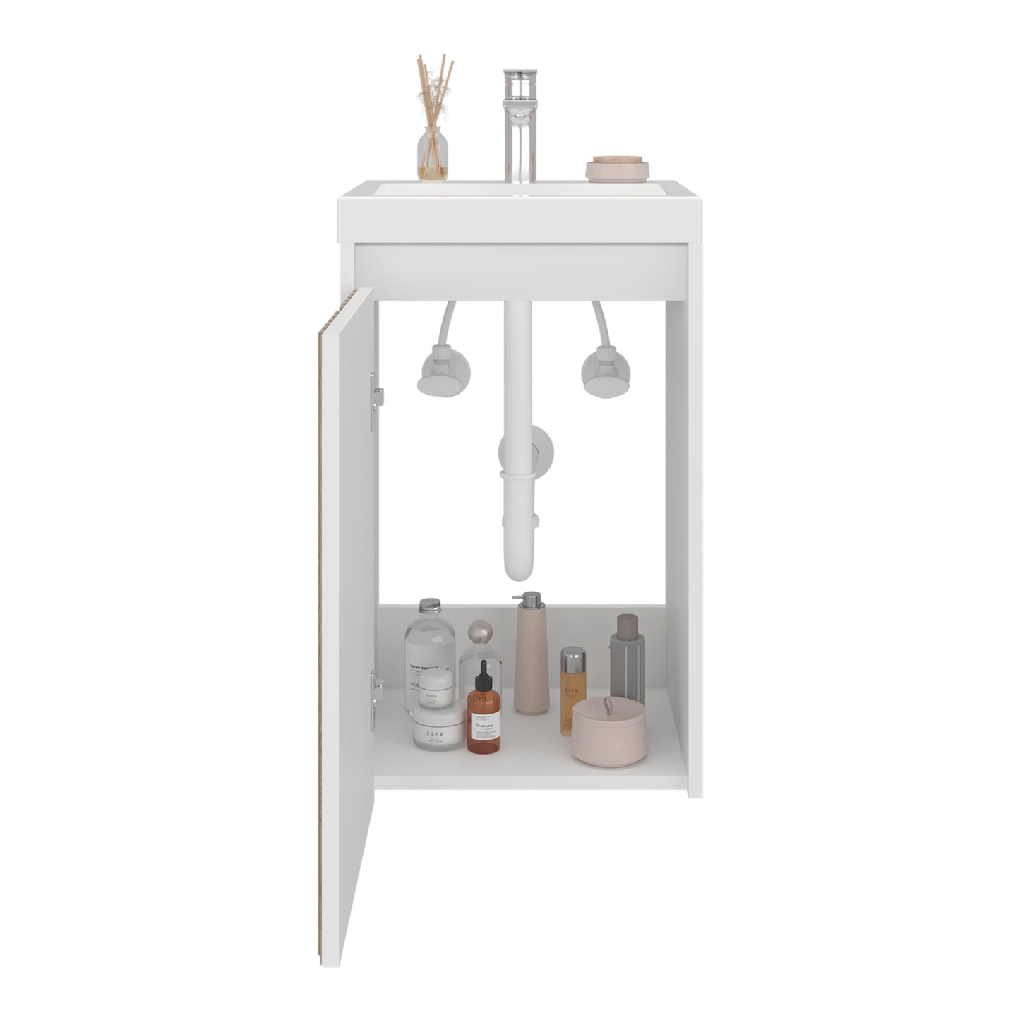 White Bathroom Vanity with Storage - 25.9" Modern Design