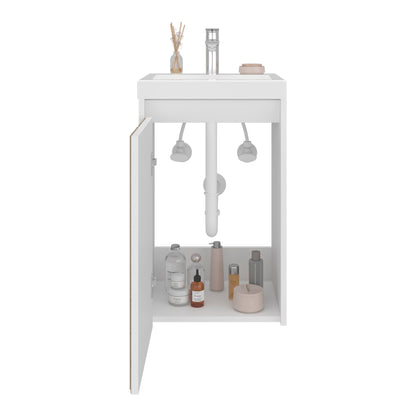White Bathroom Vanity with Storage - 25.9" Modern Design