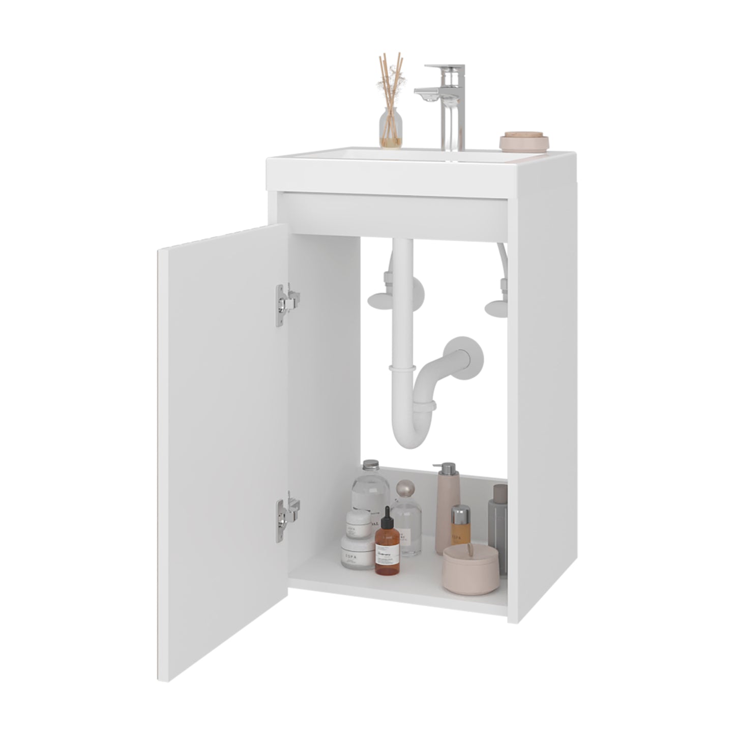 White Bathroom Vanity with Storage - 25.9" Modern Design
