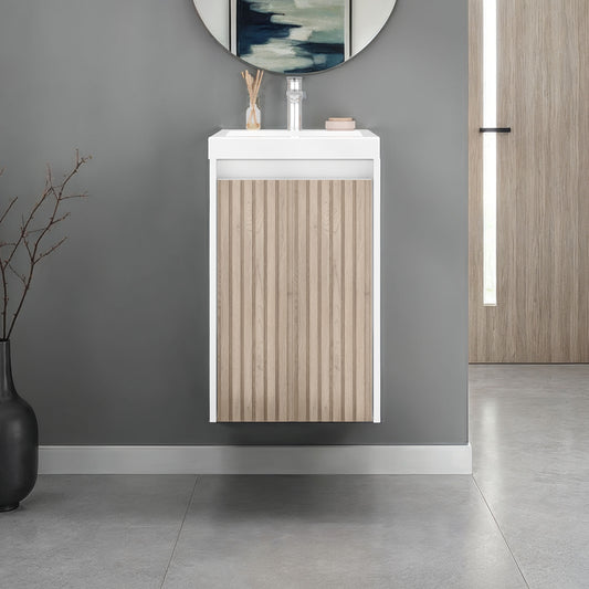 Bathroom Vanity Cabinet, 25.9" Height, 1 Door, Interior Storage - White