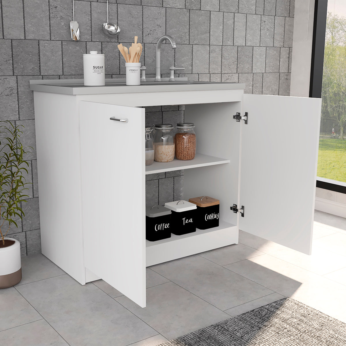 Freestanding Sink Cabinet - White Engineered Wood