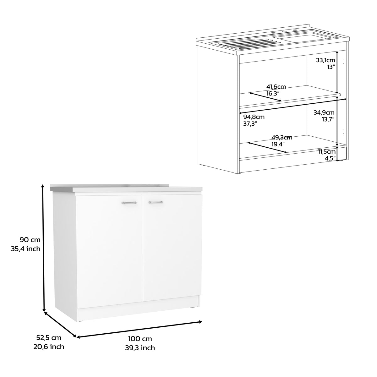 Freestanding Sink Cabinet - White Engineered Wood