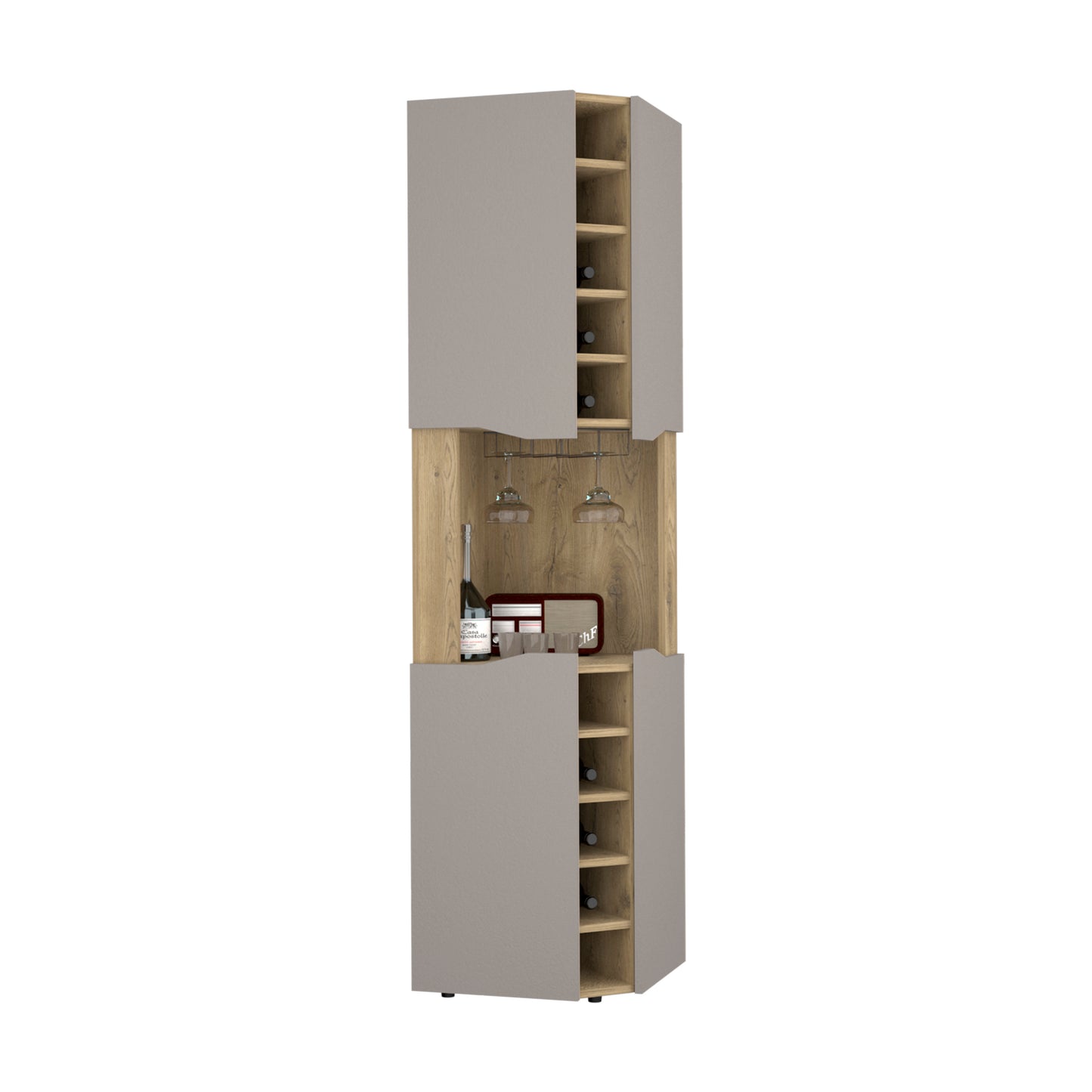 Multicolor Engineered Wood Bar Cabinet with Wine Racks