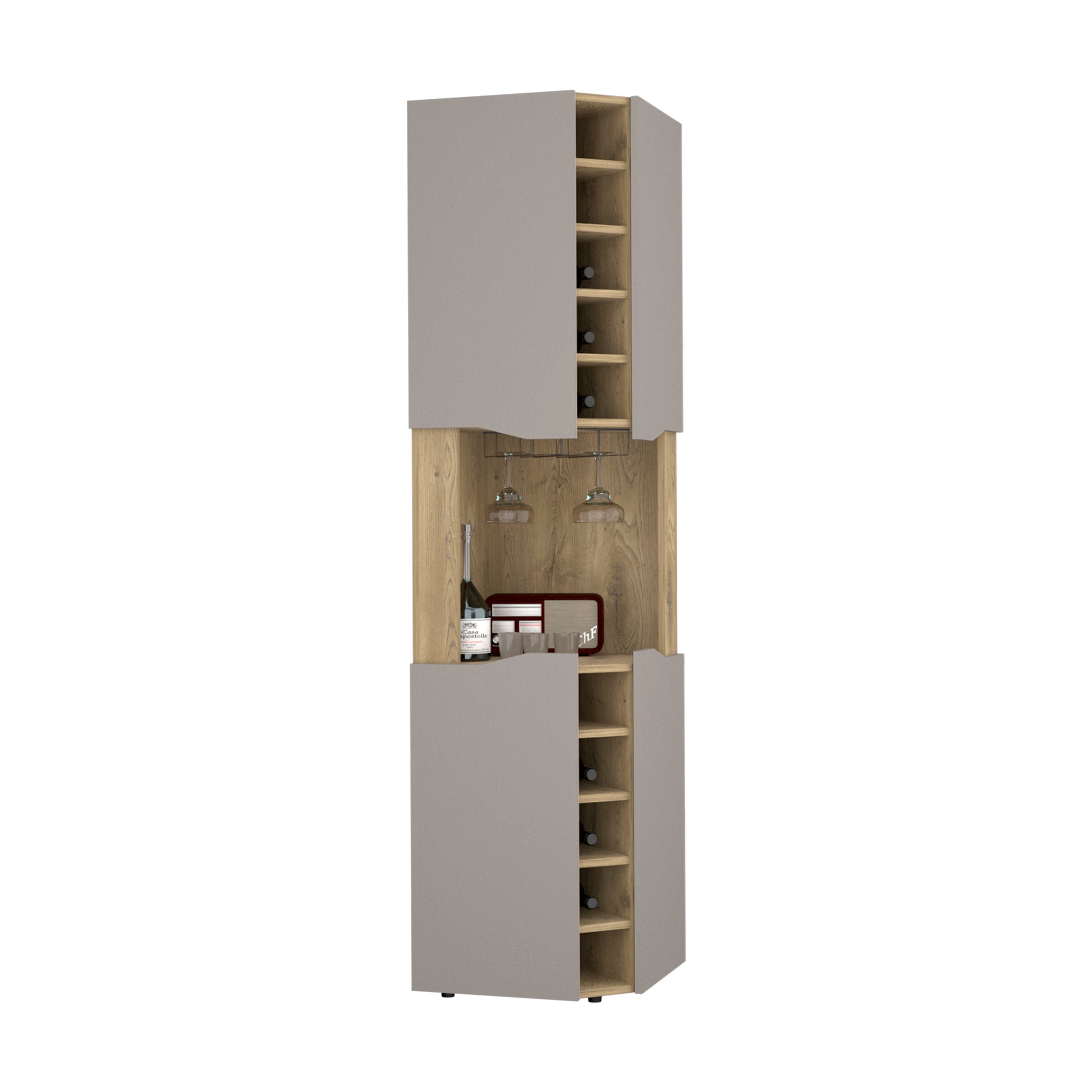 Multicolor Engineered Wood Bar Cabinet with Wine Racks