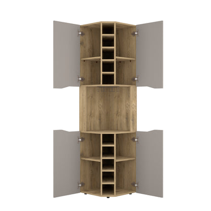 Multicolor Engineered Wood Bar Cabinet with Wine Racks