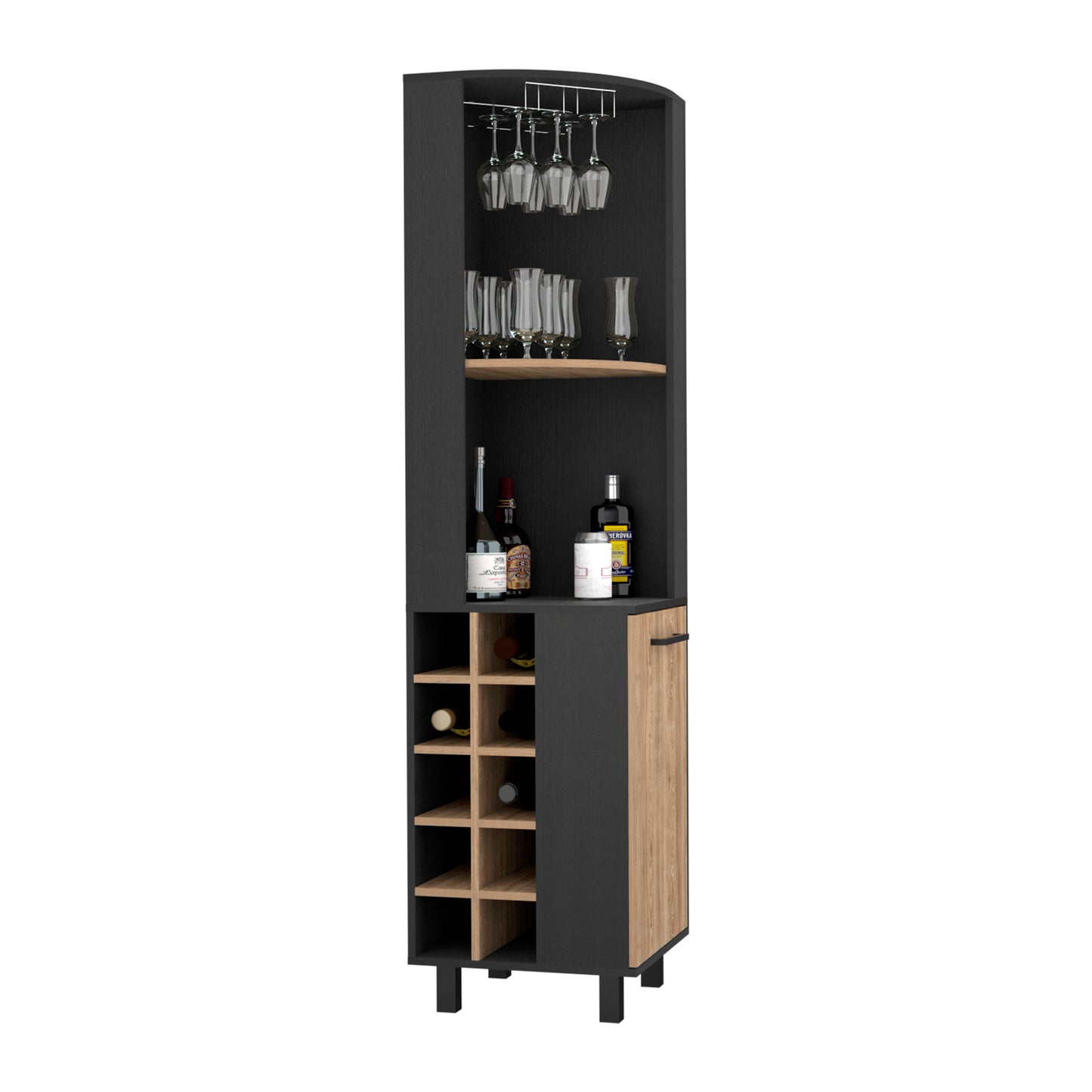 Corner Bar Cabinet - 2 Shelves, 10 Wine Racks for Living Room