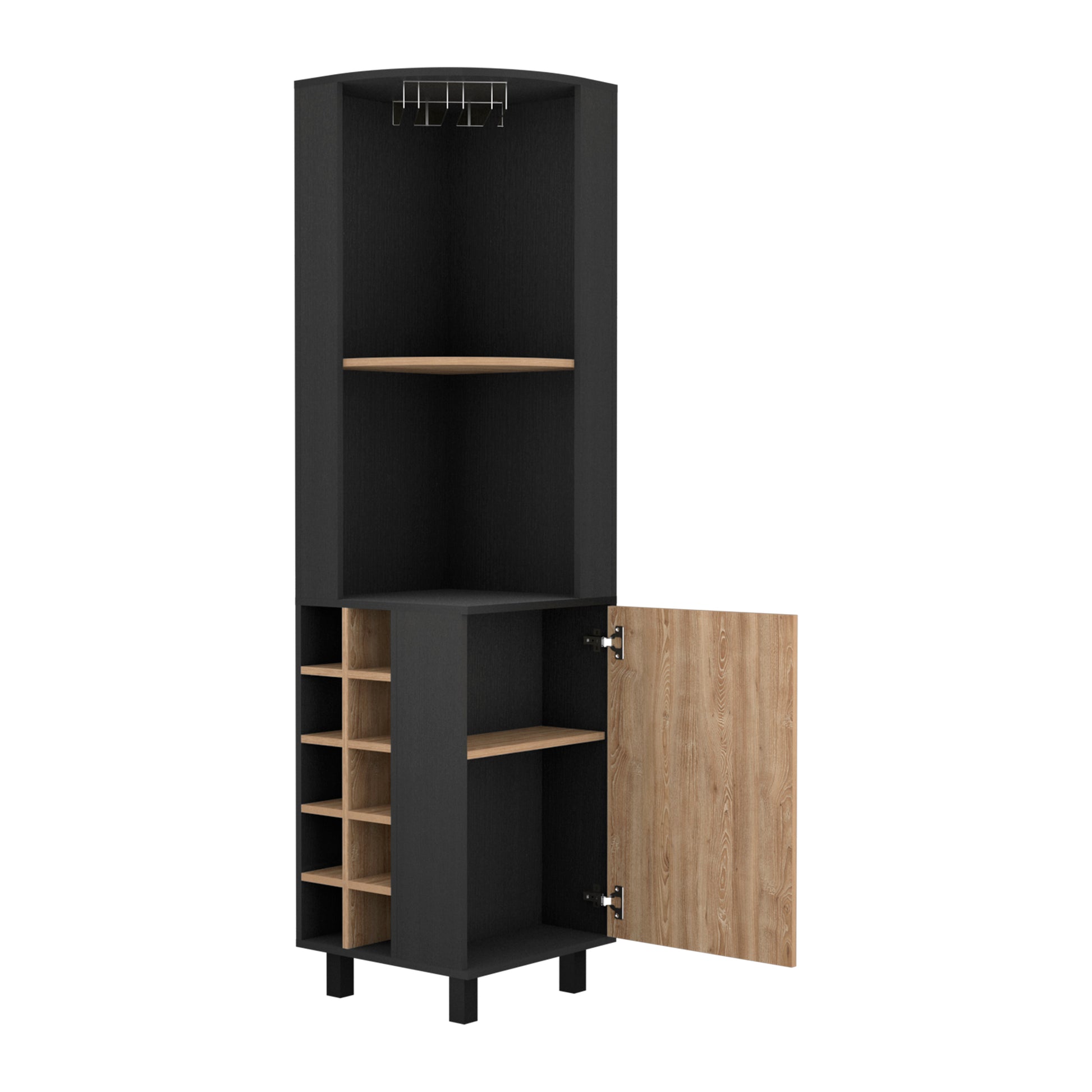 Corner Bar Cabinet - 2 Shelves, 10 Wine Racks for Living Room