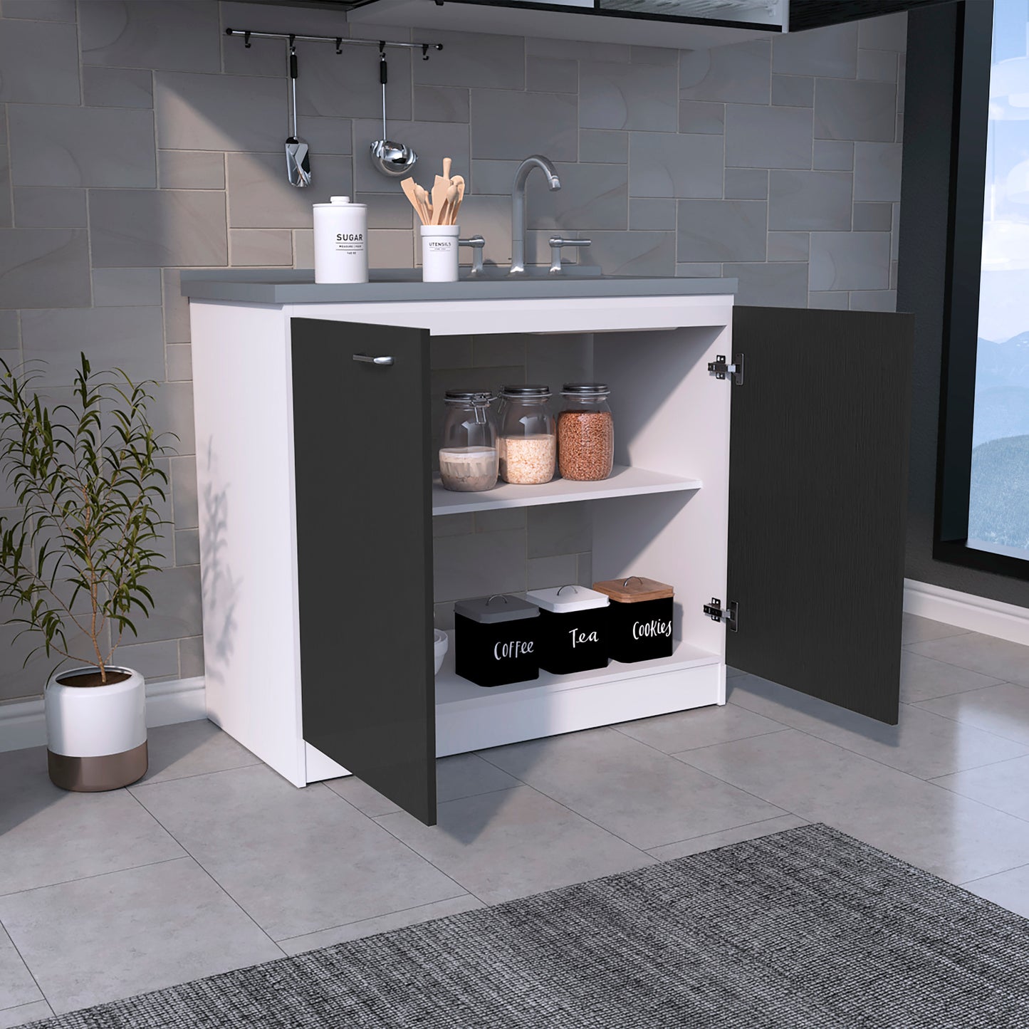 Multicolor Bathroom Vanity with Sink - 20.5"W x 39.3"D x 35.4"H