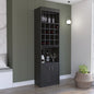 Kava Bar Cabinet, 16 Built-in Wine Rack, Two Door Cabinet, Two Shelves, Black