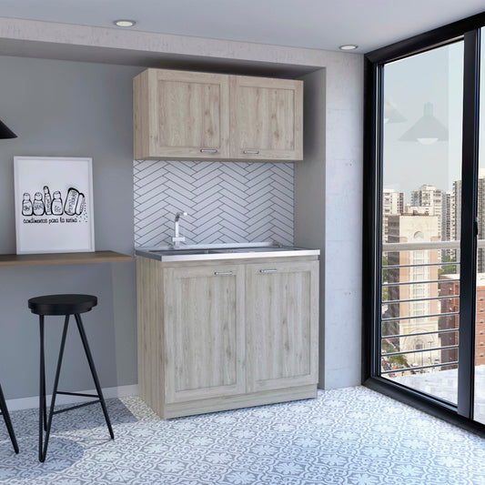 Cabinet, Two Parts Set, Light Gray