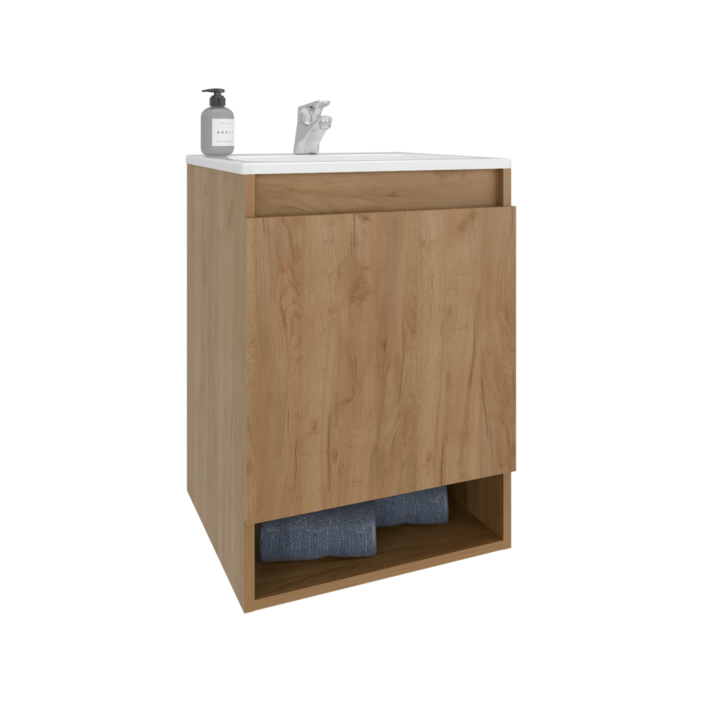 Bathroom Vanity - 24.8" Natural Oak Storage Cabinet